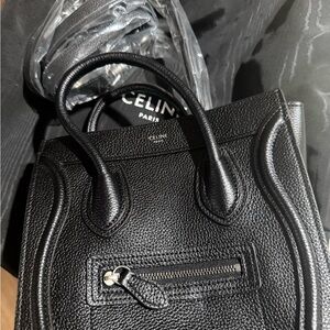 Celine Black Textured Leather Satchel